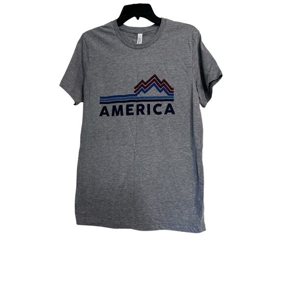 Large America Unisex Gray T- shirt NWT New With Tags Grey Tee Shirt L Top - Picture 2 of 5